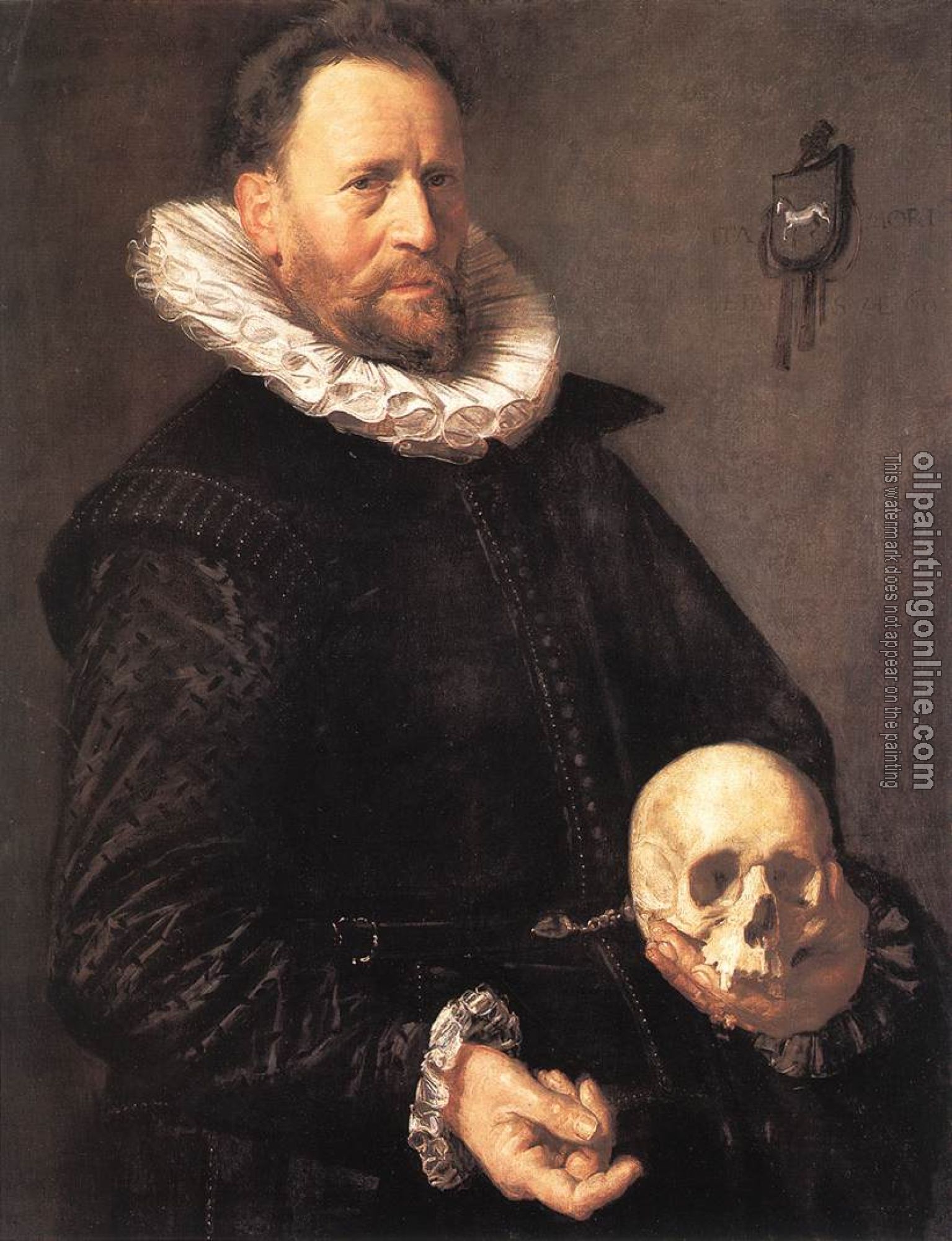 Hals, Frans - Portrait of a Man Holding a Skull